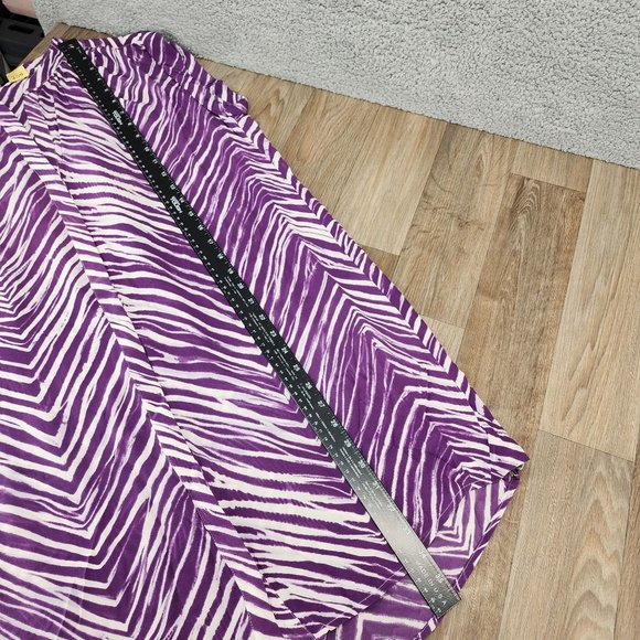 BCBGMAXAZRIA Tosha Women's Medium Purple/White Silk Chevron Button Up Mini Dress - Picture 11 of 13